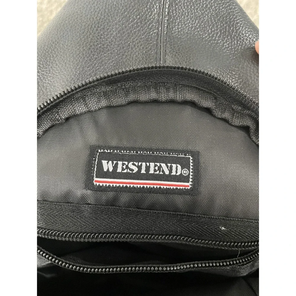 Westend Mens Black Faux Leather Sling Bag Crossbody Backpack Travel Chest Pack